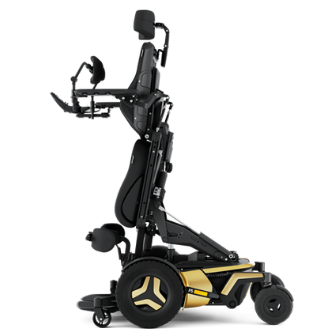 F5 VS Standing power wheelchair with gold accents
